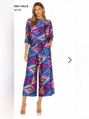 Vintage Lucie Ann Beverly Hills 2 Piece Set Geometric Print